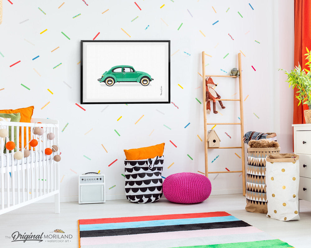 Classic Beetle Car Art for girls and boys room decor