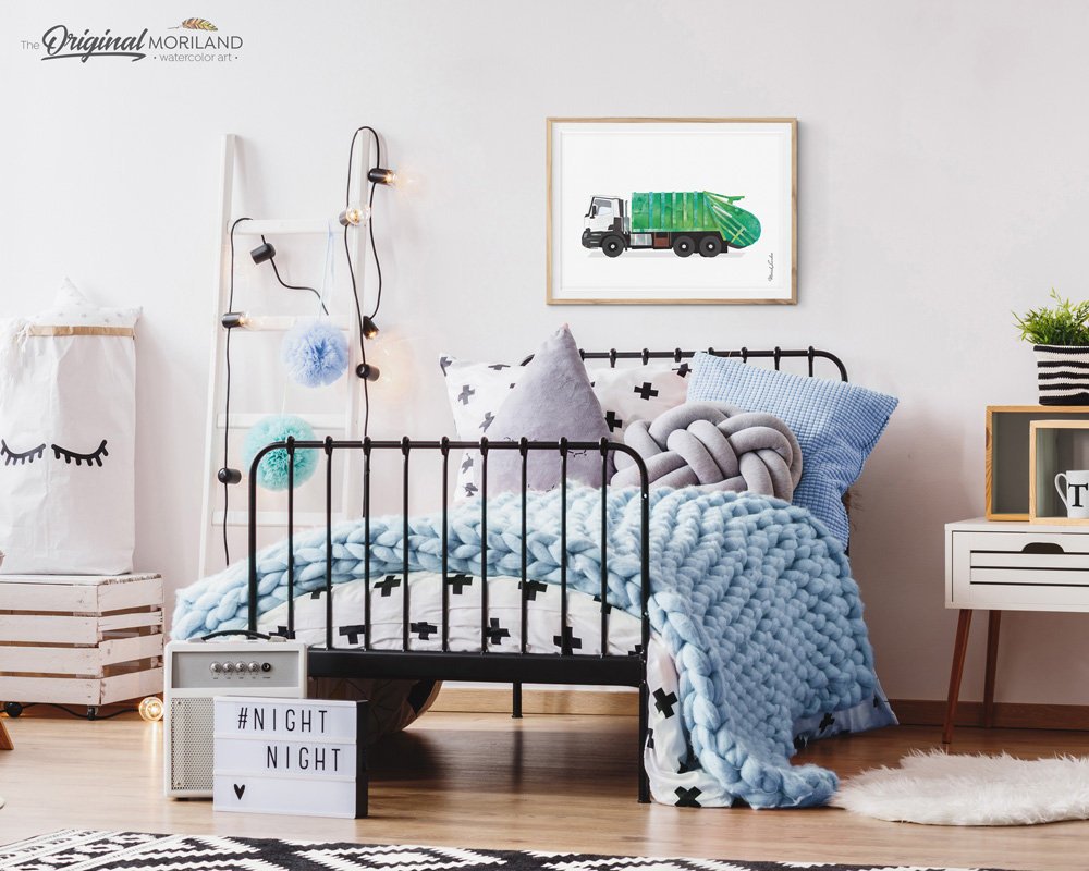 Garbage Truck Print, Transportation Wall Art. Toddler Boy Bedroom Art, Garbage Truck Party, Truck Print, Kid Poster, Classroom Wall Art