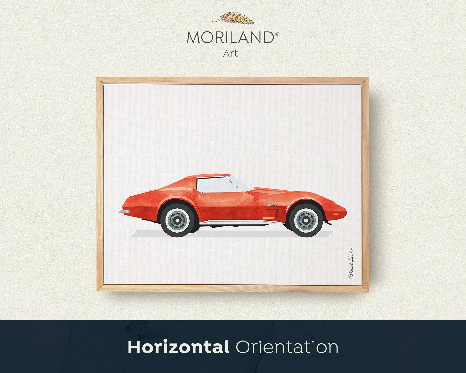 Red Classic Car Print, Car Print, Transportation Wall Art, Boy Bedroom Decor, Printable Car, Muscle Car, Sports Car Illustration, MORILAND