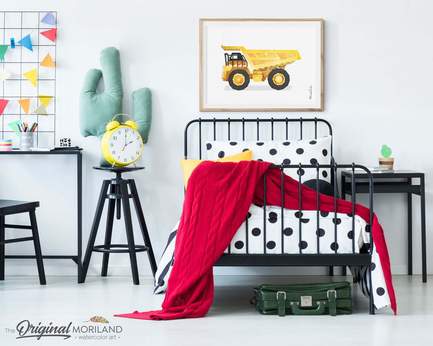 watercolor Dump Truck wall art print for big boy room and nursery decor