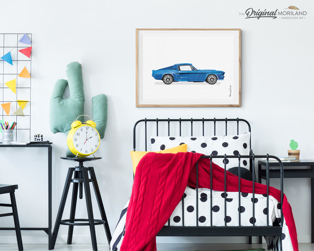 Ford Mustang Wall Art for Men's Office Decor and Boys Bedroom