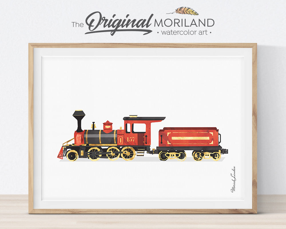 Steam Locomotive Train, Transportation, Railroad, Vehicle, Truck, Print, Wall Art, Toddler, Decor, Printable