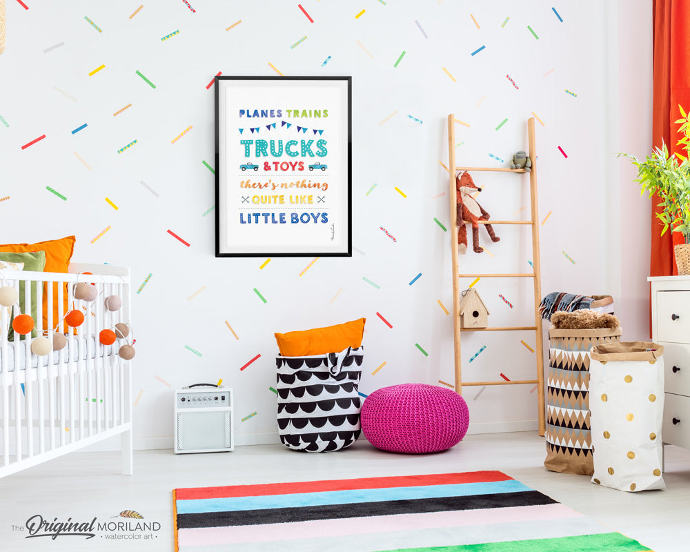 Planes Trains Trucks and Toys, Bedroom Printable Wall Art for nursery and boy room