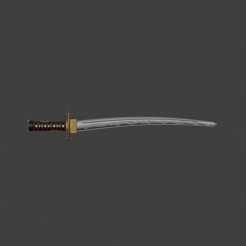 Silver Katana 3D Model Pack – High Detail + Low Poly Game Asset