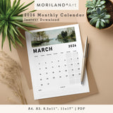 2026 Monthly Calendar | Vintage Landscape Oil Painting Style - PDF (Digital Download)