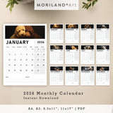 2026 Monthly Calendar | Dogs Oil Painting Style - PDF (Digital Download)