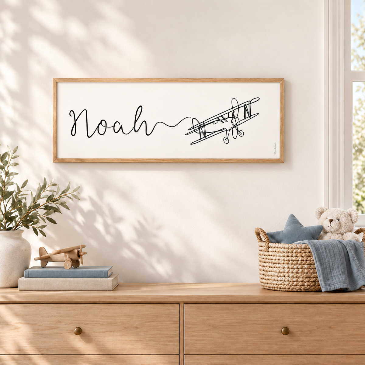 Custom Name Line Art with Vehicle or Design of Your Choice