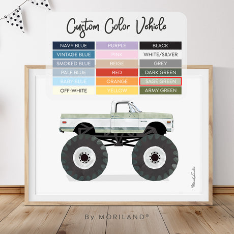 Custom Color Vintage Pickup Monster Truck Wall Art