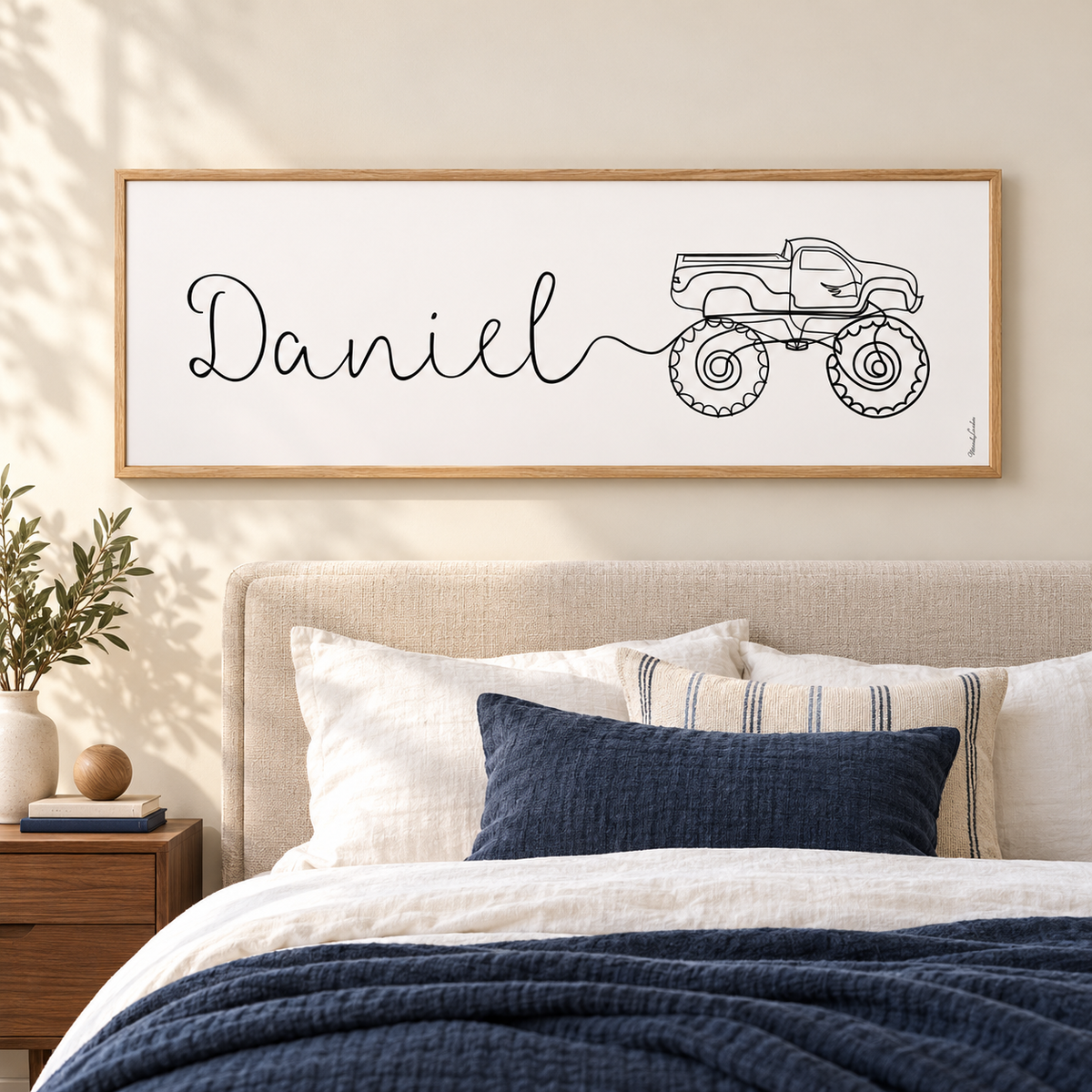 Personalized name line art with Monster truck by MORILAND