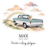 Personalized Dog Memorial Print – Your Dog in a Vintage Truck