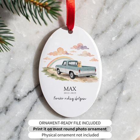 Personalized Dog Memorial Print – Your Dog in a Vintage Truck