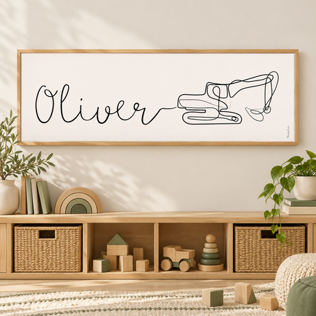 Custom Name Line Art with Vehicle or Design of Your Choice