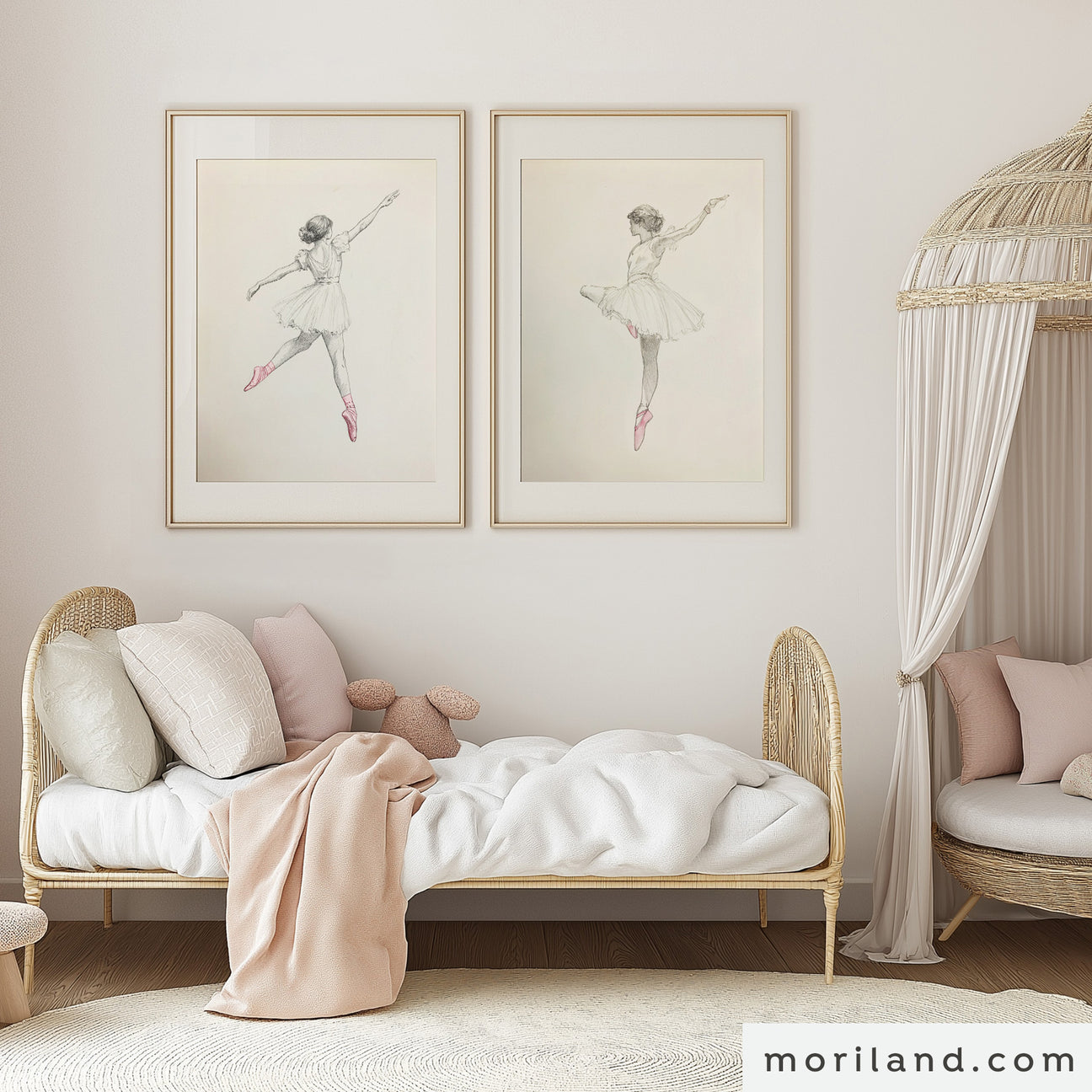 Set of 2 pencil sketch prints of ballet dancers, digital download, perfect for girls nursery, bedroom, or as a ballet gift