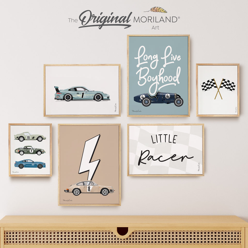 Rad Little Dude Lightning Bolt Gallery Wall Set of 6 Downloadable Prints, Car Vehicle Boy Nursery Décor, Quote Play Wall Art