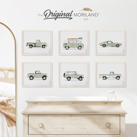 vw van,  VW bus,  Vintage Car Print,  sage green,  Printed Art,  Poster,  Pickup Truck,  Nursery Print,  International Scout,  Ford Mustang,  ford f-100 ranger,  Fine-Art Paper,  Bronco, Christmas Gift, Holidays Gift