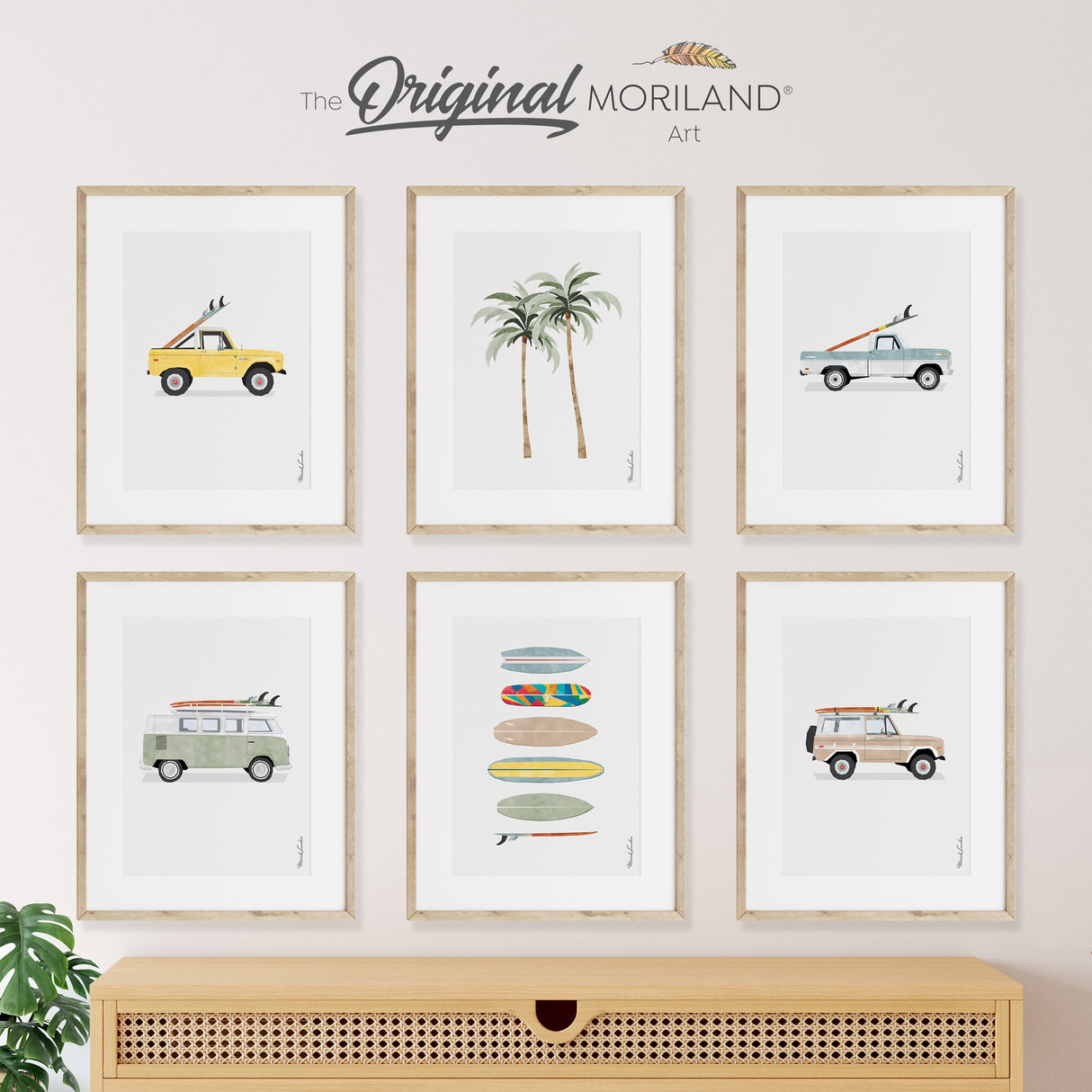 Surf Cars Art Prints | Vertical - Printable Set of 6 - LAND136VRTCL