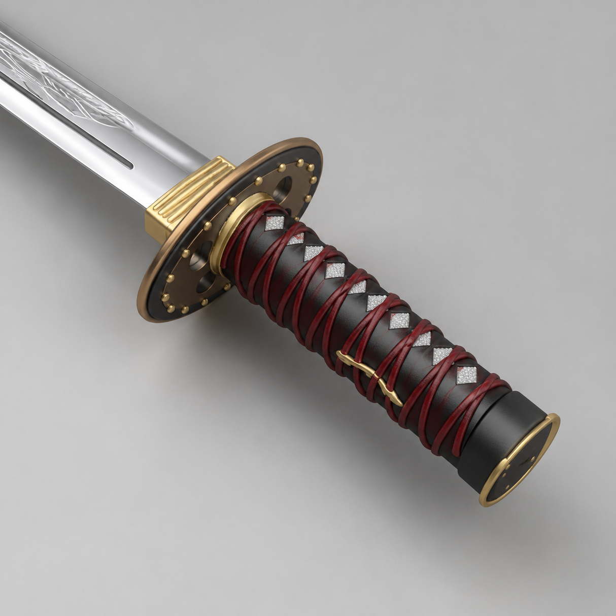 Silver Katana 3D Model Pack – High Detail + Low Poly Game Asset