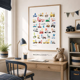Vehicle Alphabet Poster – Printable Transportation ABC Wall Art