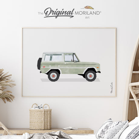 Sage Green Vintage Ford Bronco Fine Art Paper Print