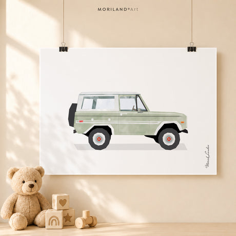Sage Green Classic & Muscle Cars - Fine Art Paper Prints - Set of 6 - LAND161
