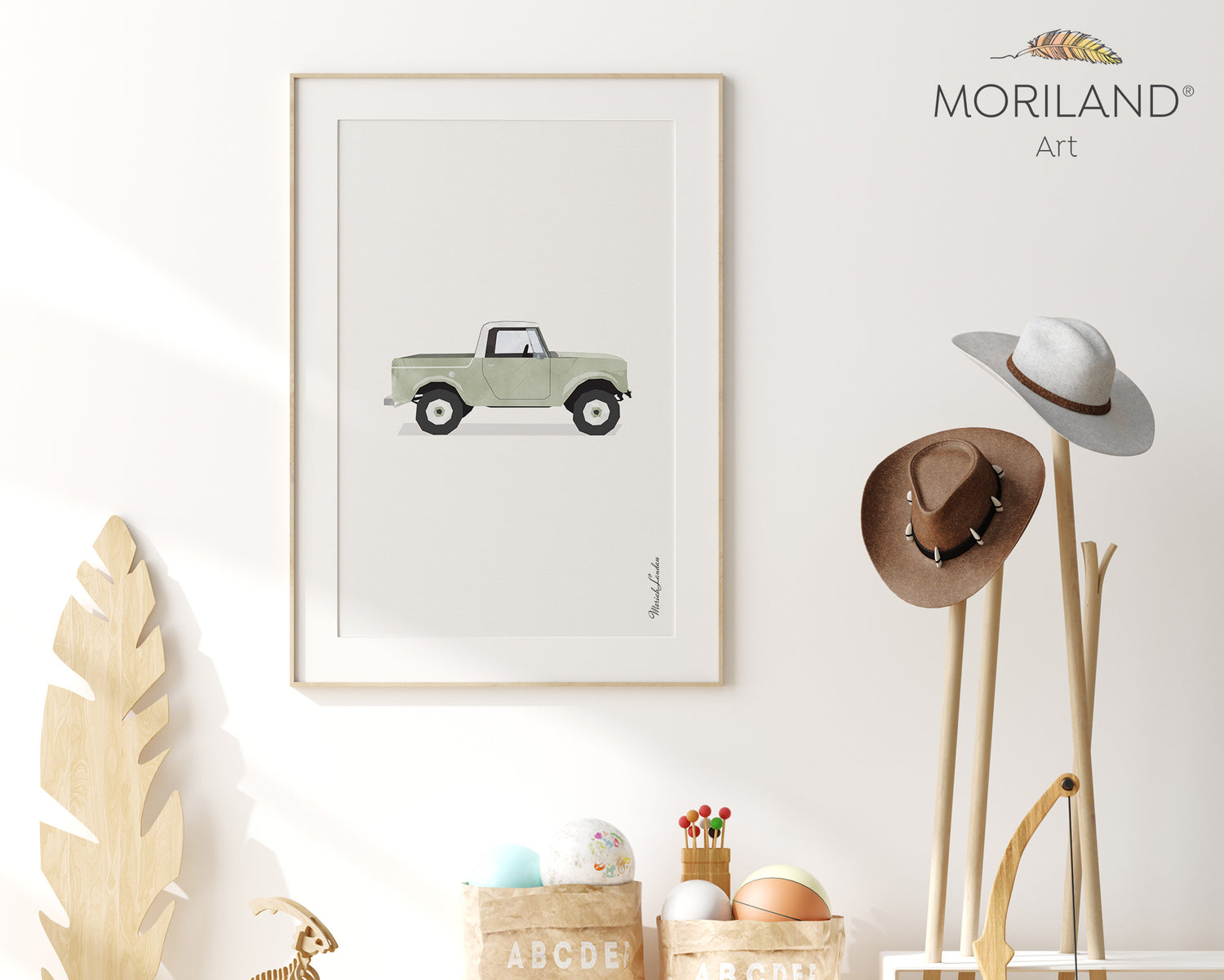 Sage Green Old Timer Truck Print | Vertical - Printable Art