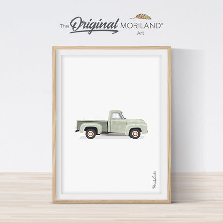 Sage Green Old Ford F-100 Pickup Truck Print | Vertical - Printable Art