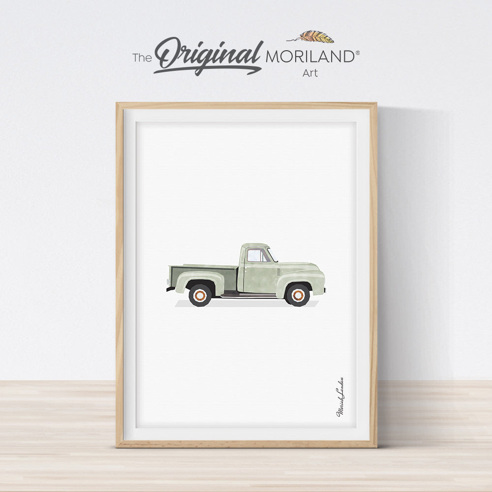 Sage Green Old Ford F-100 Pickup Truck Print | Vertical - Printable Art