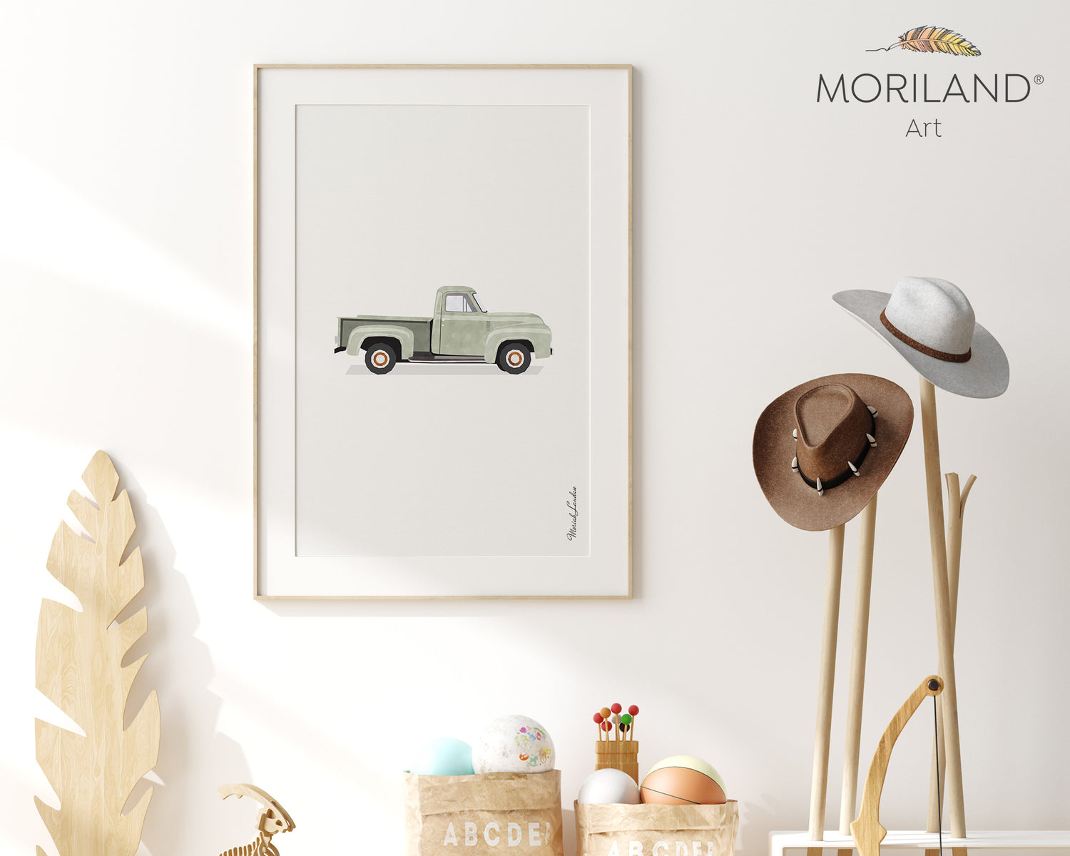 Sage Green Old Truck Print | Vertical - Printable Art