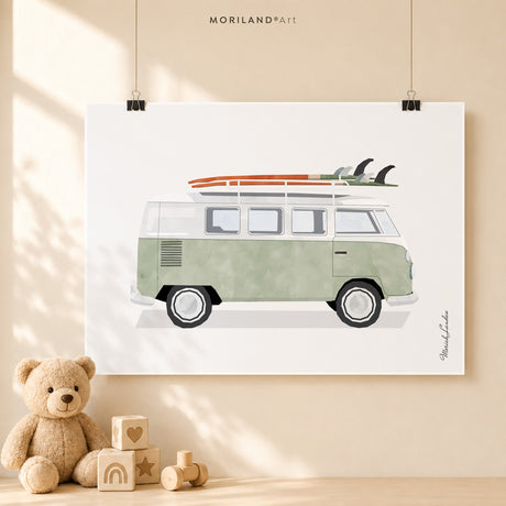 Sage Green Classic & Muscle Cars - Fine Art Paper Prints - Set of 6 - LAND161