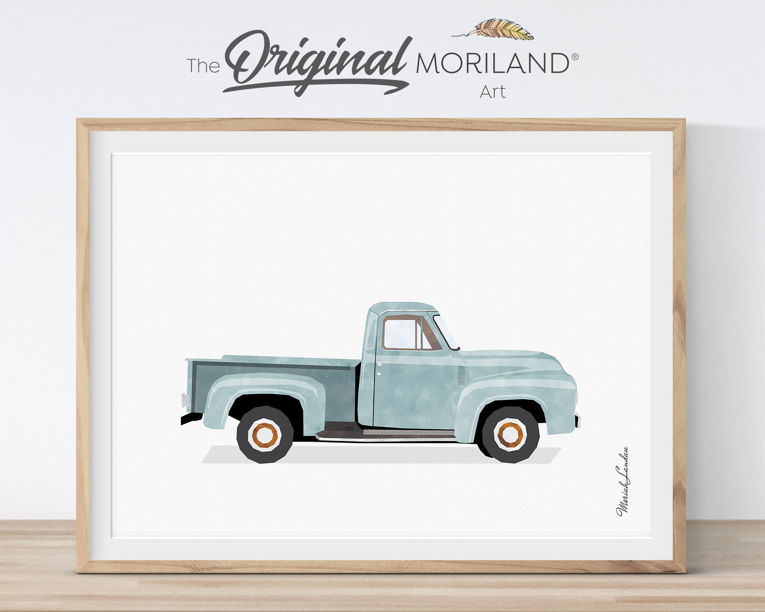 Pale Blue US Map & Cars Art Prints - Printable Set of 6 - LAND159