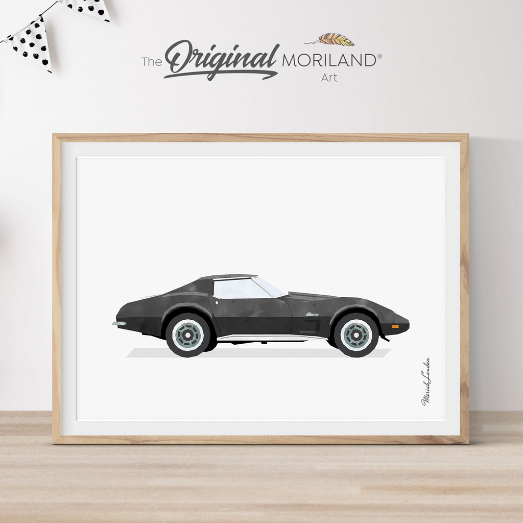 76 corvette stingray Chevrolet Corvette C3 black Wall art print gift for boy nursery decor