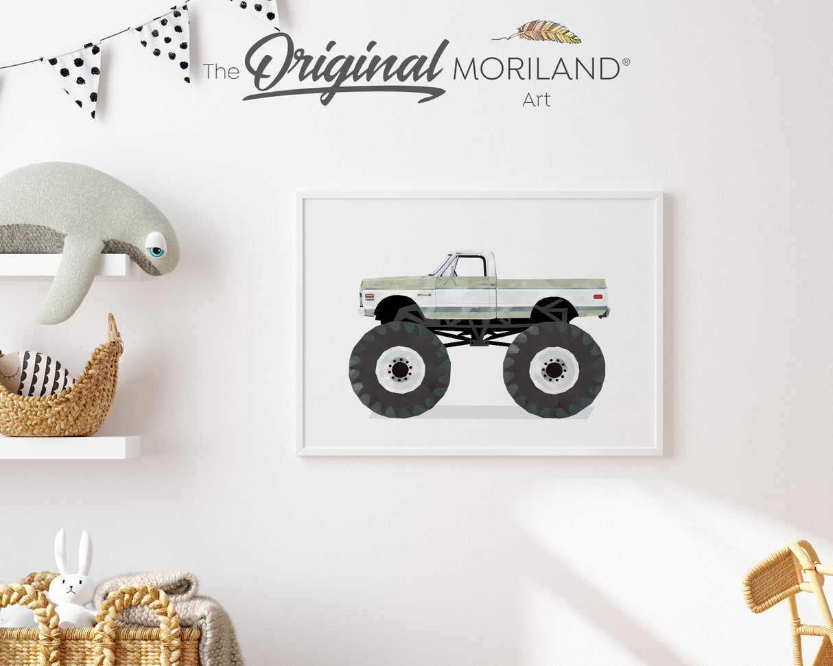 Sage Green Monster Truck Pickup Print - Printable Art