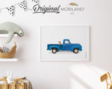 Blue Old Truck With English Bulldog Dog Print - Printable Art