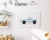 Baby Blue Classic Truck with American Shorthair Cat Print - Printable Art