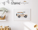 Beige Classic Car with Surfboards Print - Printable Art