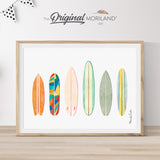 Surfboards Art Print, Printable Surfboards Wall Art, Nautical Art, Surf Art, Watercolor Surfboard, Coastal Bedroom Poster, MORILAND®