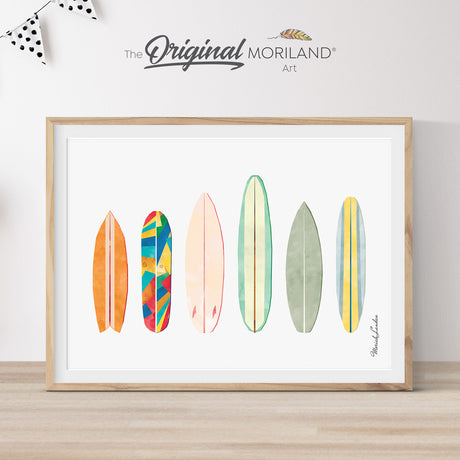 Surfboards Art Print, Printable Surfboards Wall Art, Nautical Art, Surf Art, Watercolor Surfboard, Coastal Bedroom Poster, MORILAND®