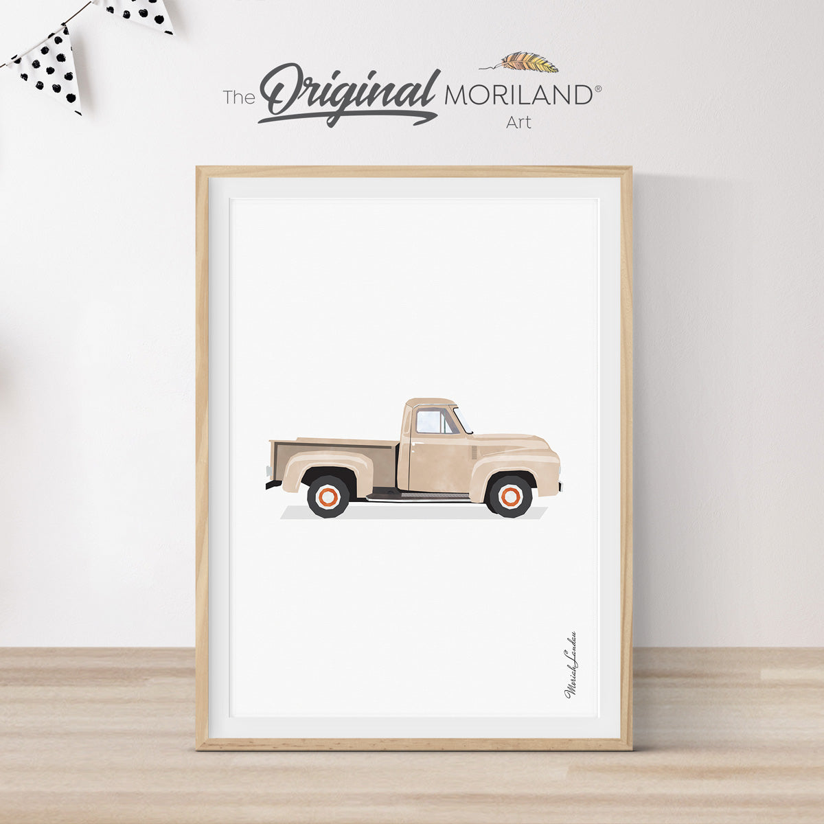 Beige Old Truck Print | Vertical  - Printable Art