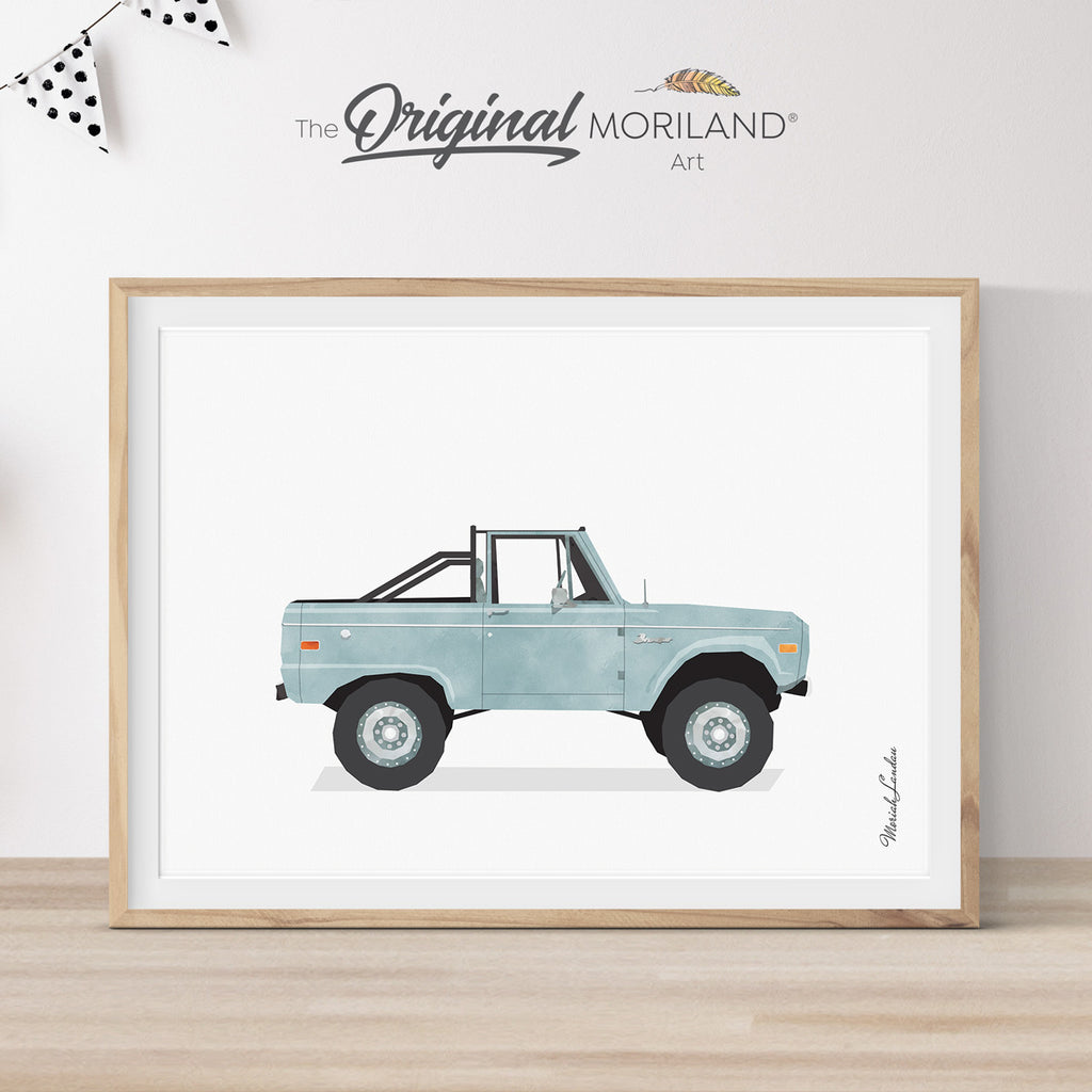 Ford Bronco Truck Pale Blue Print for Boy and Girl Nursery Decor