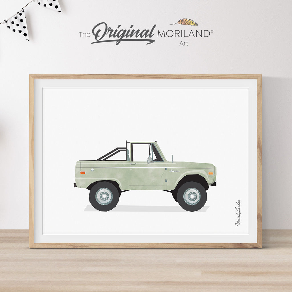 Sage Green Classic Off-Road Bronco Truck Print  - Printable Art, Boy Nursery Décor, Car Prints for Boys Room, Boho, MORILAND® 
