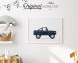 Navy Blue Classic Off Road Pickup Truck Print  - Printable Art