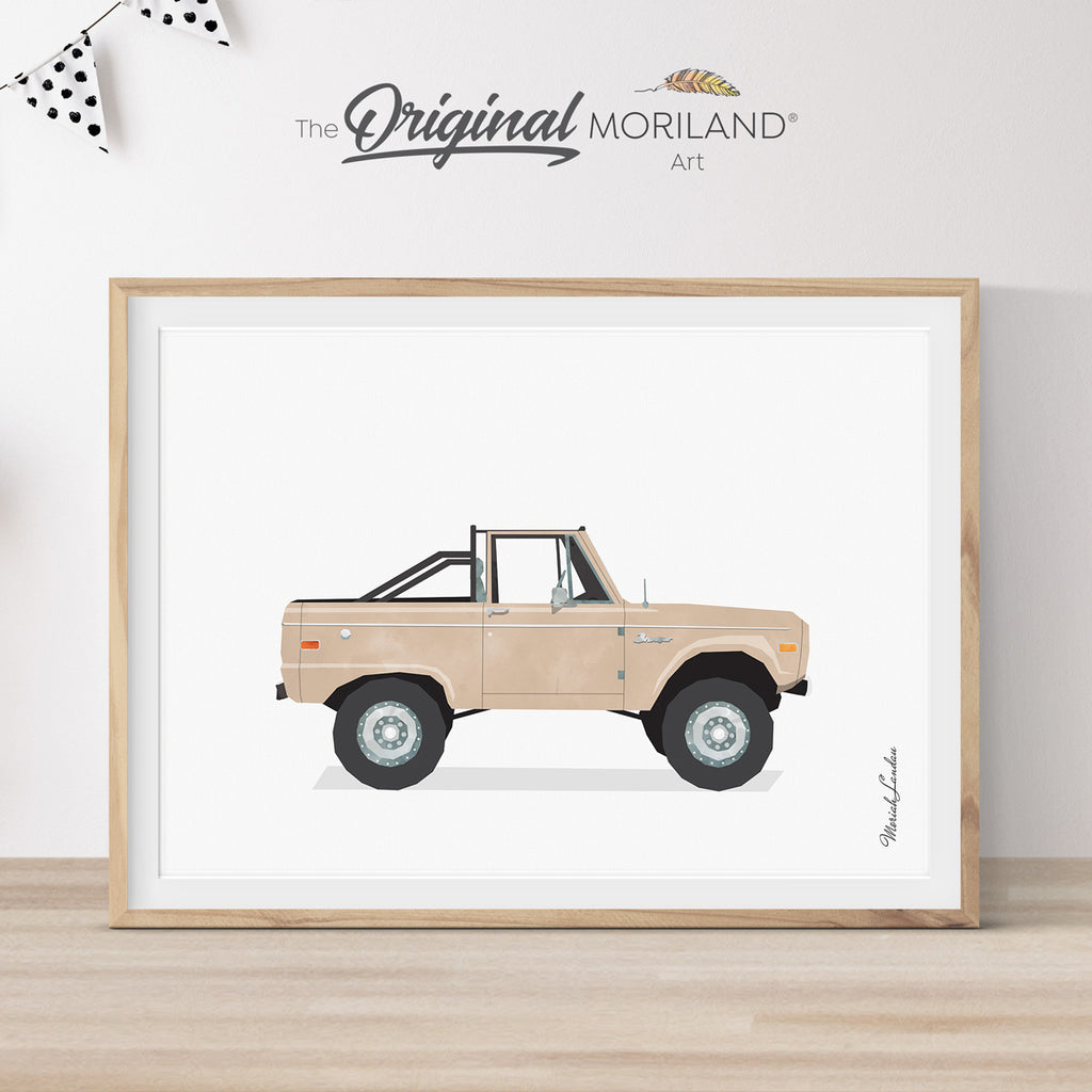 Beige Classic Off-Road Bronco Truck Print  - Printable Art, Boy Nursery Decor, Car Prints for Boys Room, Boho, MORILAND® 