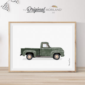 Dark Green Old Ford Truck Print - Printable Art, Pickup Truck Wall Art, Truck Art, Nursery Prints, Car Printable Poster, Toddler Decor, Transportation Art, MORILAND®