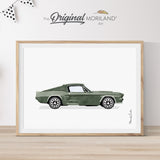 Ford Mustang Car Print, Transportation Prints, Teenager Décor, Printable Car, Boy Nursery Décor, Game Room Décor, Vehicle Art, Vintage Car Print