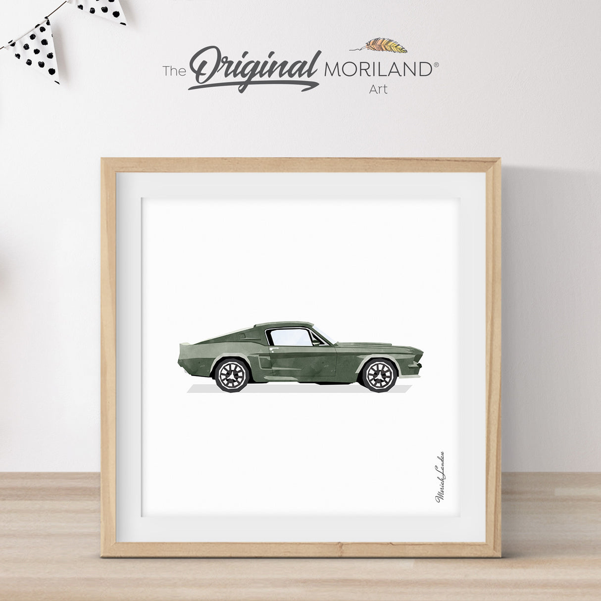 Dark Green Classic Muscle Car Print - Printable Art