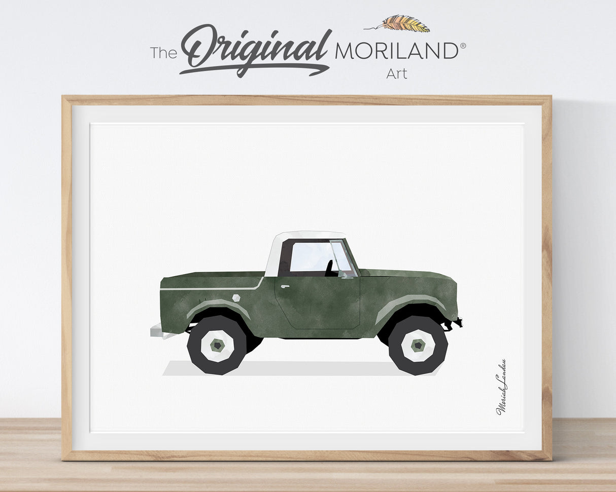 Dark Green Old international scout  Truck Print - Printable Art