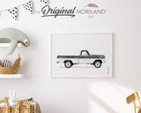 Dark Green & White Vintage Pickup Truck Print - Printable Art