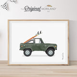 Ford Bronco truck with surfboards printable wall art for kids surf bedroom nursery décor gift