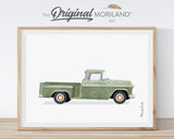 Sage Green Old Pickup Truck Print - Printable Art, 1964 Chevrolet c10 deluxe