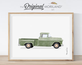 Sage Green Old Pickup Truck Print - Printable Art, 1964 Chevrolet c10 deluxe